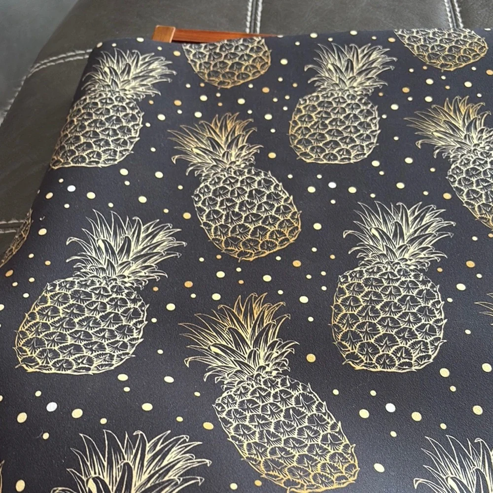 Pineapple Patterned Black and Gold Door Mat Non Skid